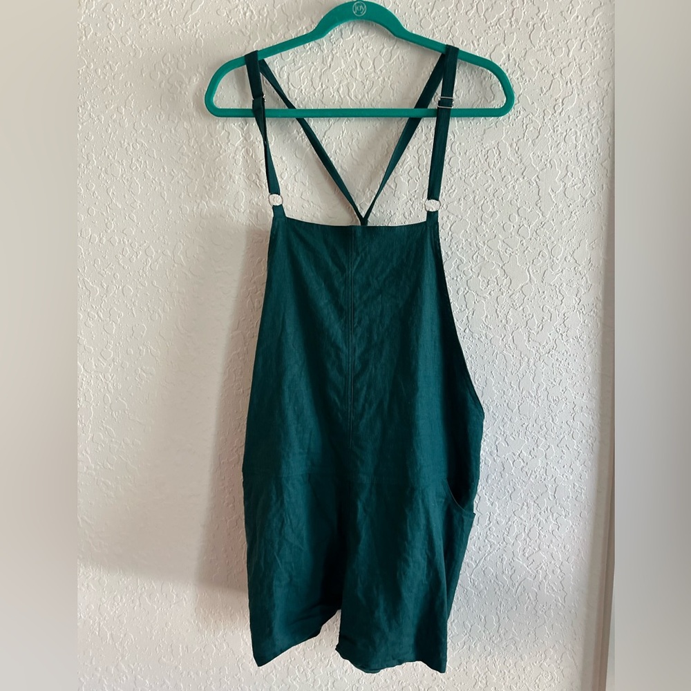 Torrid Linen Short Overalls in Dark Green